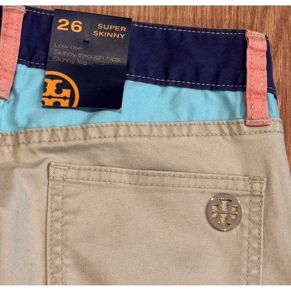 Tory Burch Color Blocked Super Skinny Pants 26 Low Rise New With Tags $495